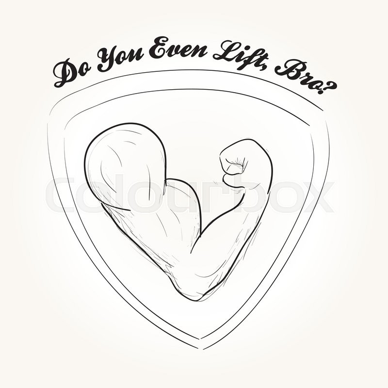 800x800 Doodled Muscle Man Arm Flexing Biceps And Triceps. Stock Vector