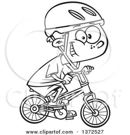450x470 Cartoon Clipart Of A Black And White Little Boy Wearing A Helmet