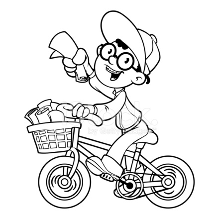 440x440 Cartoon Paper Boy By Outline On A White Background Stock Vector