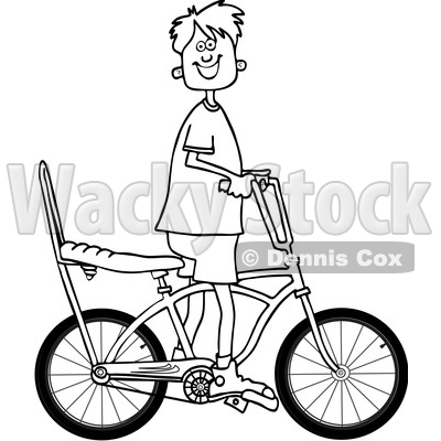 400x400 Clipart Of A Black And White Lineart Happy Boy Riding A Stingray