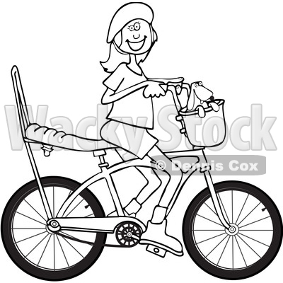 400x400 Clipart Of A Black And White Lineart Happy Girl Riding A Stingray