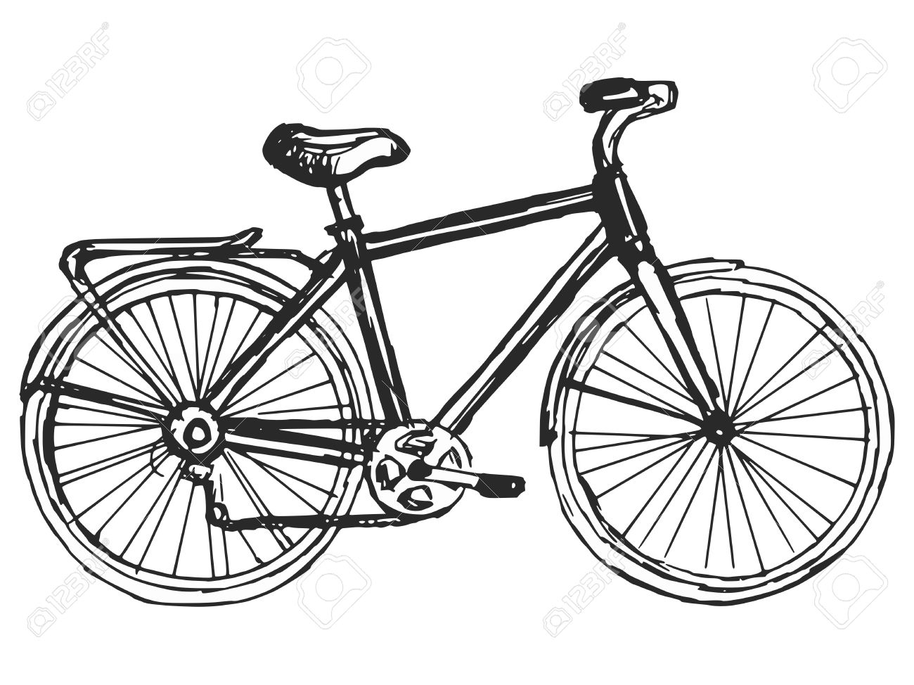 1300x974 Hand Drawn, Sketch, Cartoon Illustration Of Bicycle Royalty Free