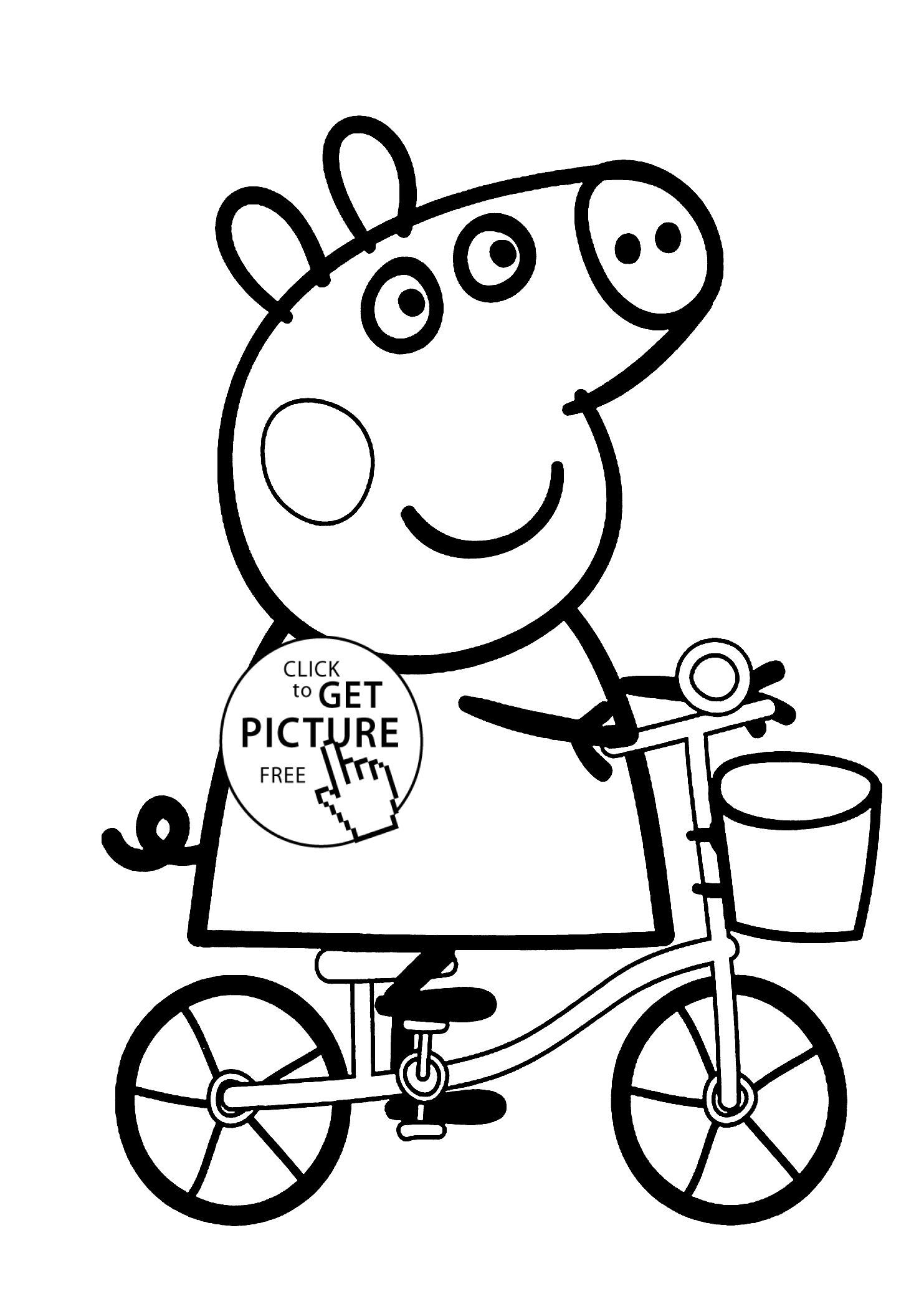 1483x2079 Peppa Pig On Bike Cartoon Coloring Pages For Kids, Printable Free