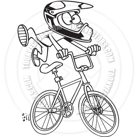 460x460 Cartoon Bmx Bike (Black And White Line Art) By Ron Leishman Toon