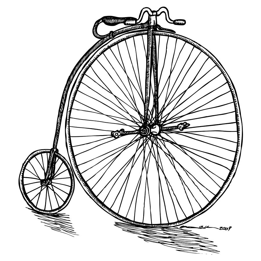 900x900 Boneshaker Bicycle Drawing By Karl Addison