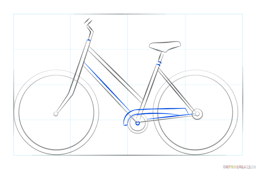 869x575 How To Draw A Bicycle Step By Step Drawing Tutorials