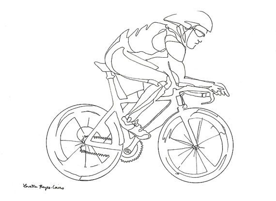 570x415 Cyclist, Drawing Of A Man Riding A Bicycle Bike Drawing