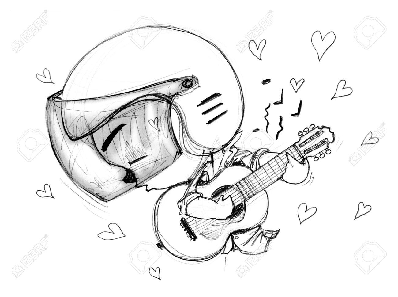 1300x969 Playing Guitar Love Song Acting Character Design Bike Man Cartoon