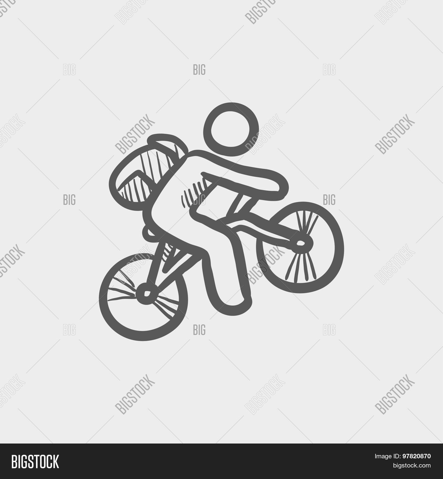 1500x1620 Mountain Bike Rider Sketch Icon Vector Amp Photo Bigstock