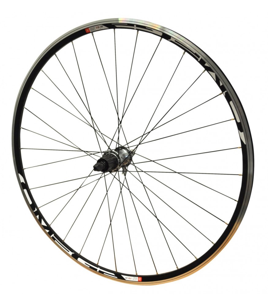 875x1000 700c Mach Omega Rear Road Bike Wheel Qr Tiagra Cassette Hub Black