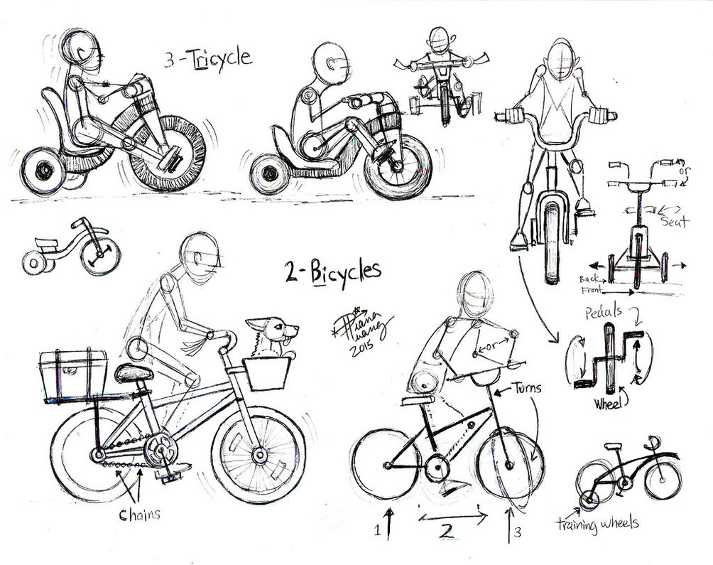 1004x795 Draw People Bicycles And Tricycles By Diana Huang