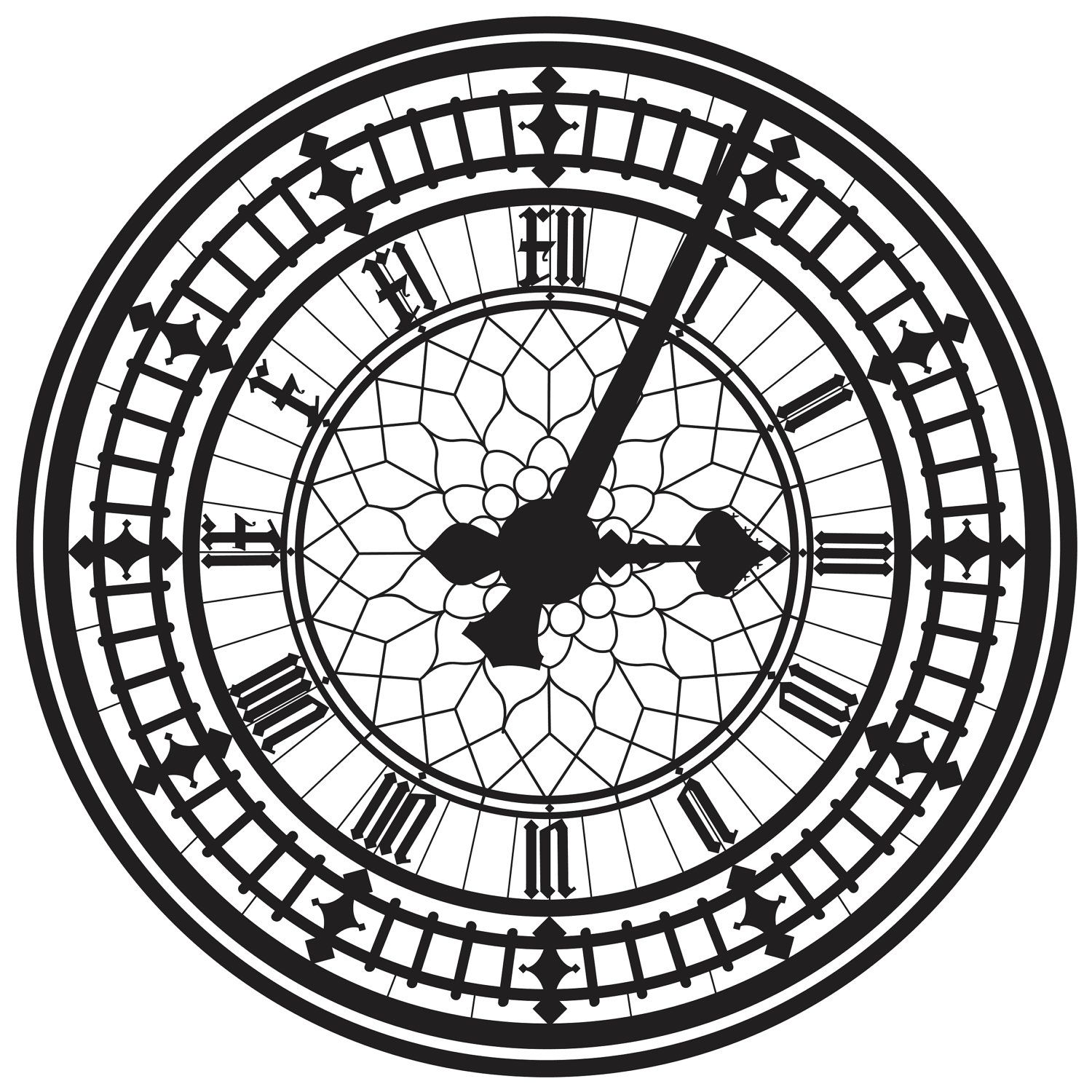 1500x1500 This Is The Big Ben Clock Face, In London. Silhouettes