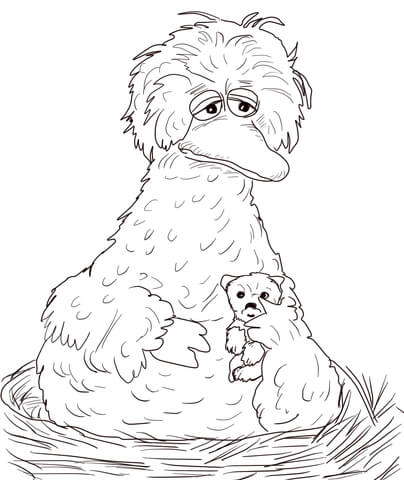 404x480 Big Bird Sitting On Her Nest Coloring Page Free Printable