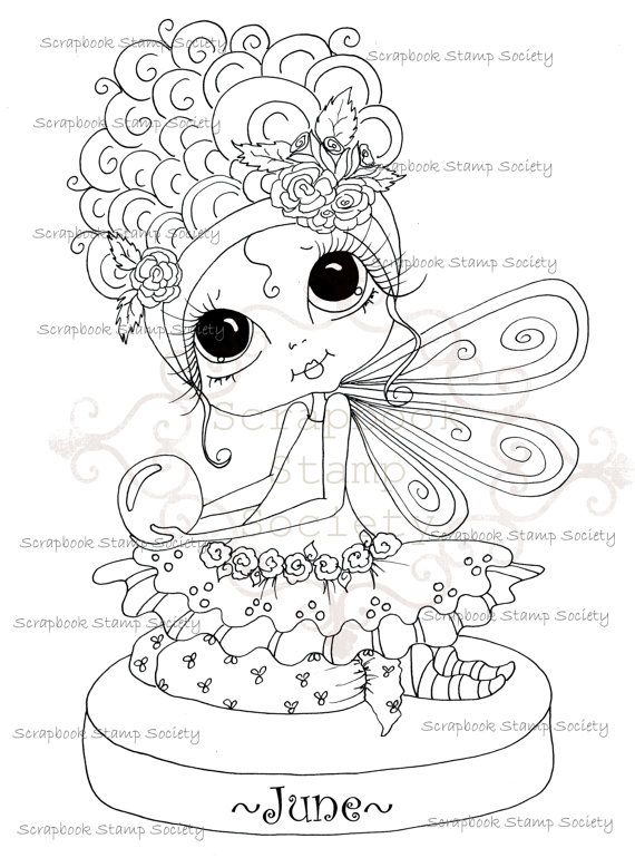570x770 Instant Download Digital Digi Stamps Fairy Big Eye Big Head Dolls