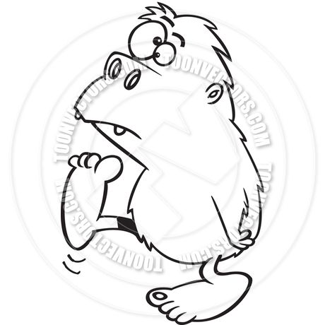 460x460 Cartoon Bigfoot (Black And White Line Art) By Ron Leishman Toon