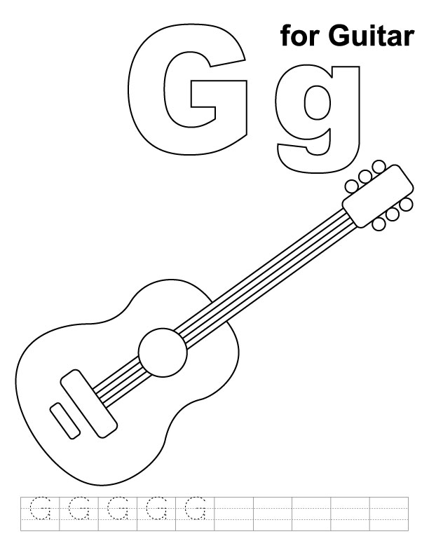 612x792 Guitar Coloring Pages Printable For Kids