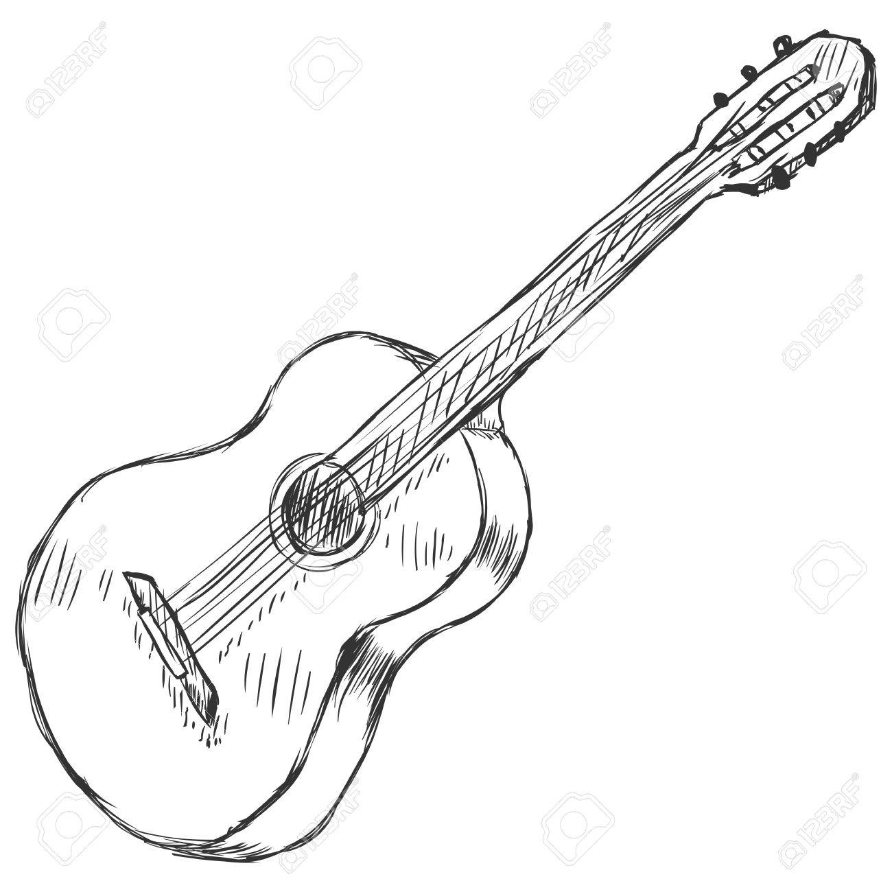 1300x1300 Vector Sketch Acoustic Guitar Royalty Free Cliparts, Vectors,