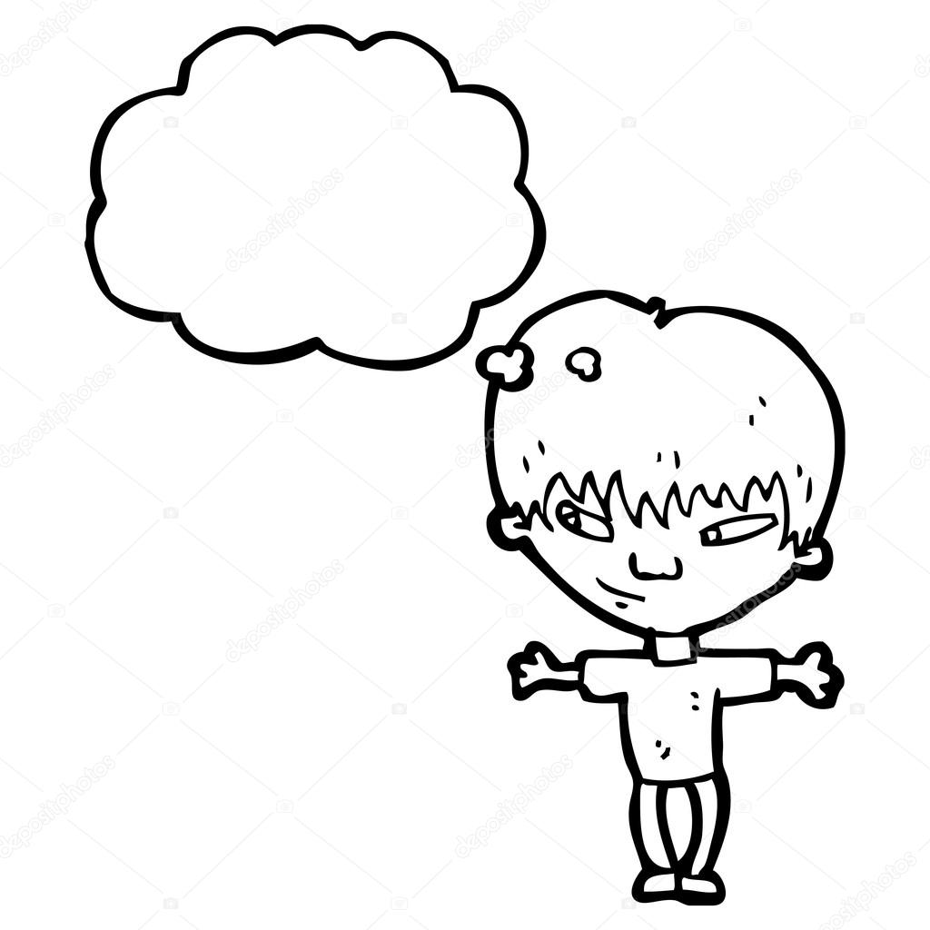 1024x1024 Big Head Boy With Thought Bubble Stock Vector Lineartestpilot