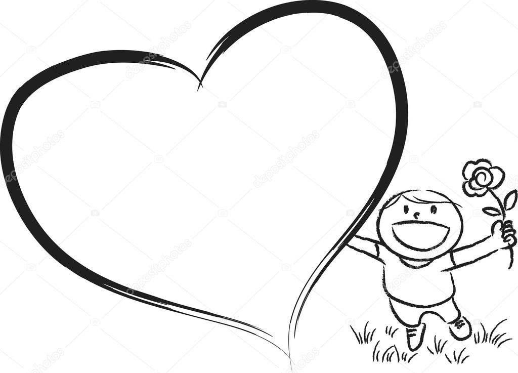 1024x737 Boy With Big Blank Heart Shape Stock Photo Wenpei
