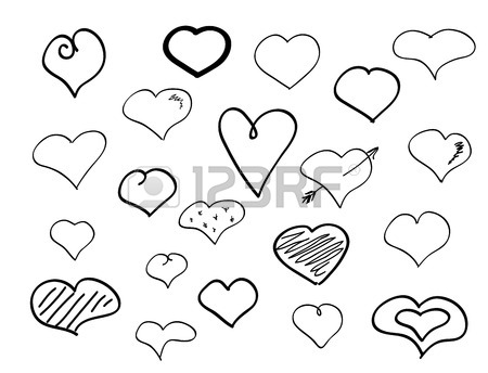 450x344 Hand Drawn Doodle Hearts Big Pen Scribble Set Royalty Free