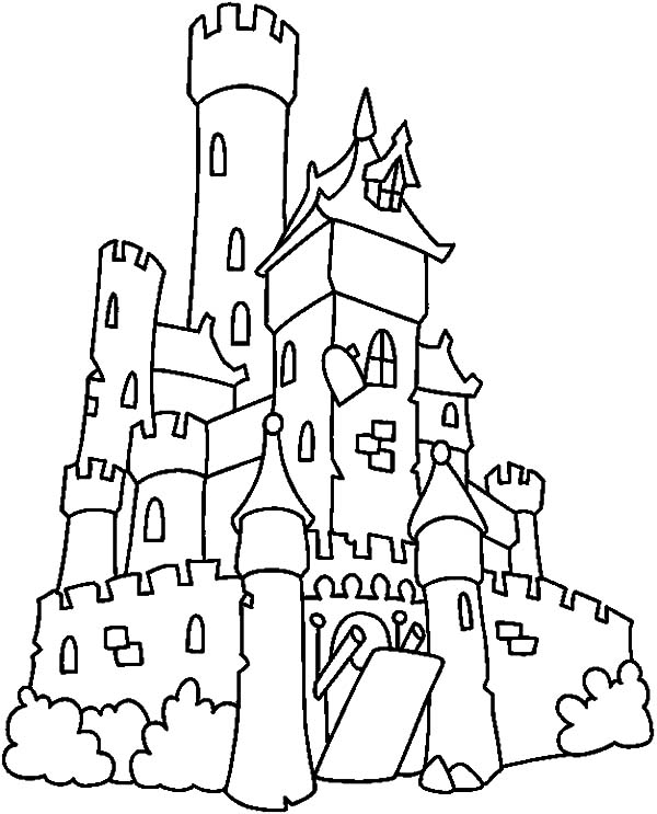 600x743 Big Castle Haunted House Coloring Pages Coloring Sun