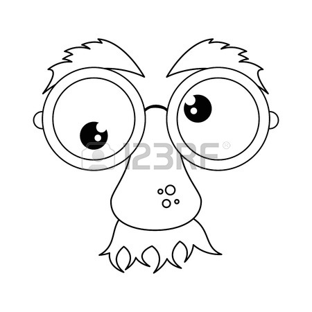 450x450 Comic Face With Big Nose And Crazy Eyes Icon Over White Background