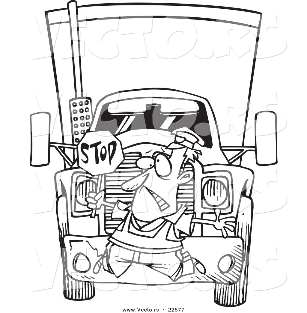 1024x1044 Vector Of A Cartoon Big Rig Hitting A Crossing Guard