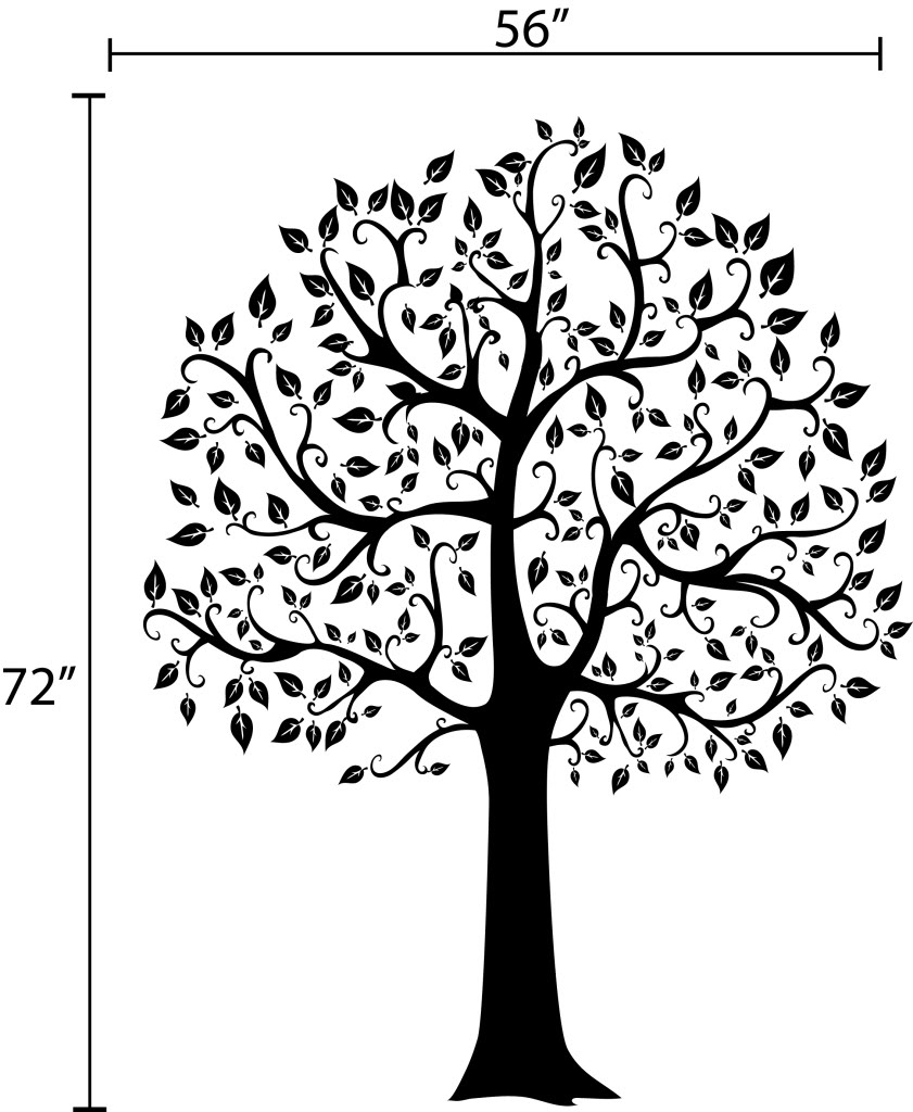 841x1024 Wall Decal Big Tree Decor Art Sticker Mural In Black White Pink