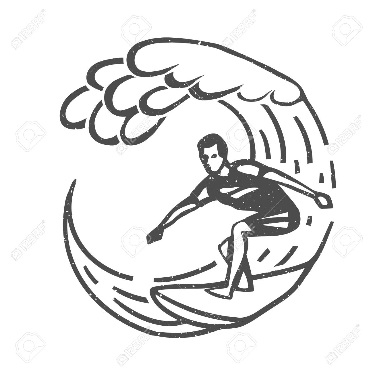 1299x1300 Vintage Logo. Men Surfing On Big Wave. Man On Surfboard. Surf
