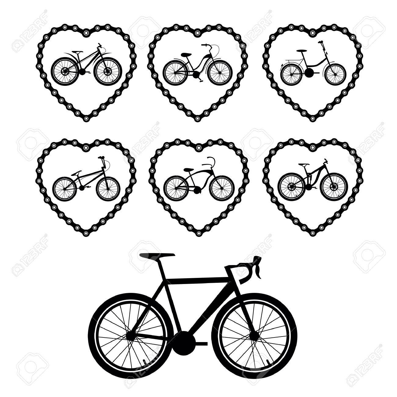 1300x1300 Set Vector Images Bicycles. Bicycle Chain In The Form