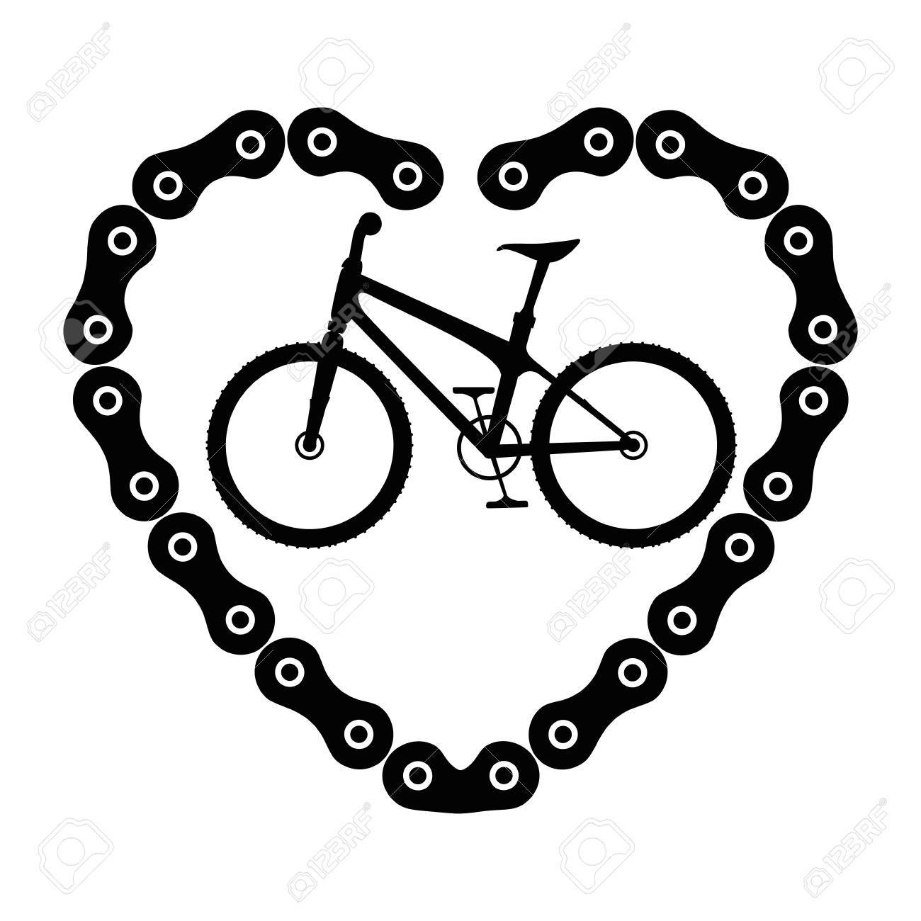 1300x1300 Bicycle Vehicle With Heart Chain Vector Illustration Design