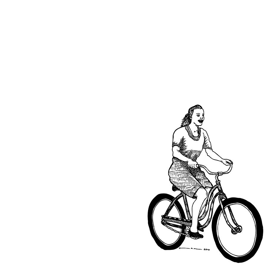 900x900 Girl On A Bike Drawing By Karl Addison