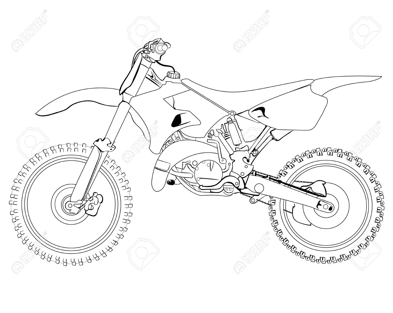 1300x1035 Dirt Bike Sketch On A White Background, Isolated, Sketch, Drawing