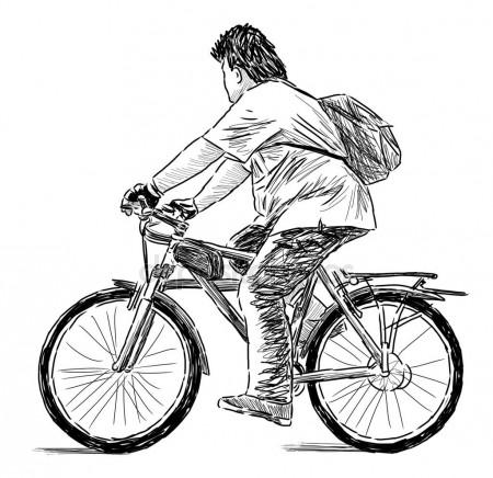 450x436 Sketch Of A Teen On A Bike Stock Photo Chronicler101