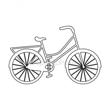 450x450 Young Woman With Bike Line Sketch. Pretty Girl In Jeans Stock