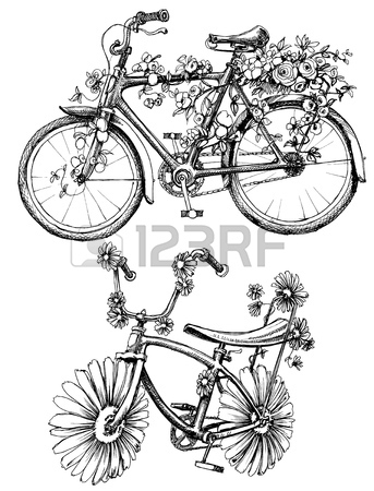 343x450 Floral Bikes Drawing Set Royalty Free Cliparts, Vectors, And Stock