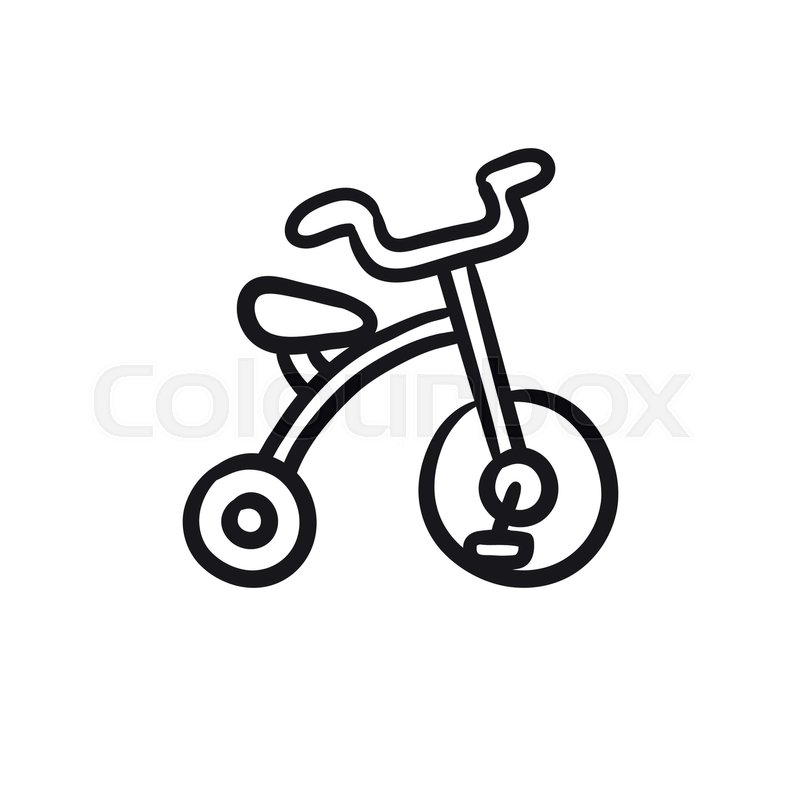 800x800 Child Bike Vector Sketch Icon Isolated On Background. Hand Drawn