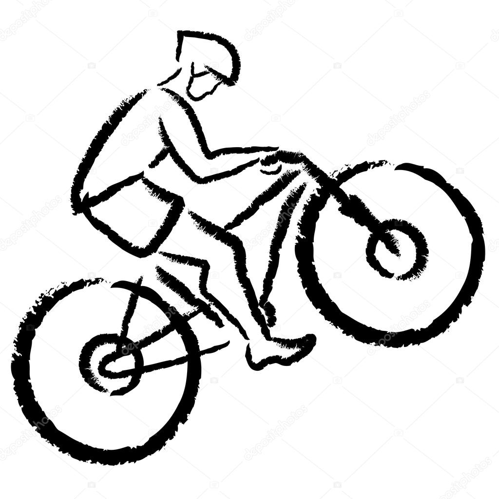1024x1024 Stylized Cyclist On A Mountain Bike Stock Vector Kalmatsui