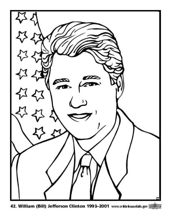 580x750 Coloring Page 42 William (Bill) Jefferson Clinton