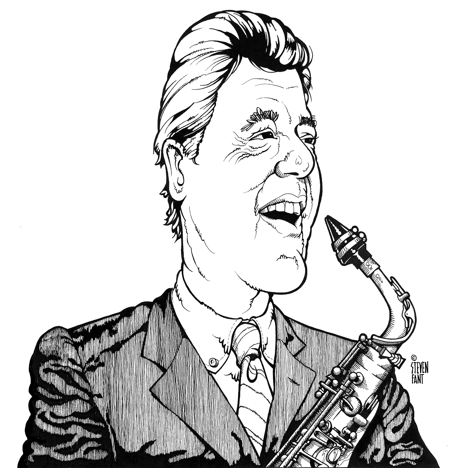 1460x1500 Pen And Ink Drawing Of Bill Clinton. My Drawings