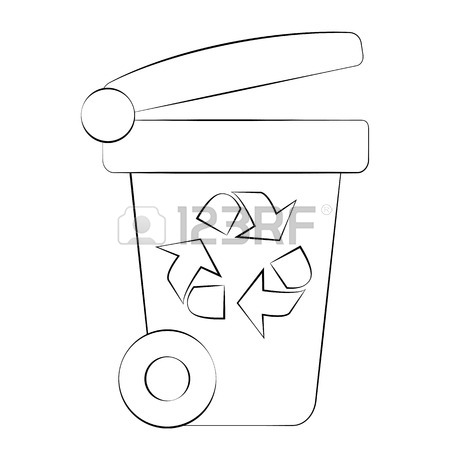 450x450 Outline Of Garbage Can Or Recycle Bin On White Background. Royalty