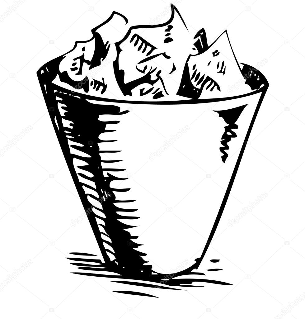 980x1024 Trash Bin. Hand Drawing Sketch Vector Illustration Stock Vektor