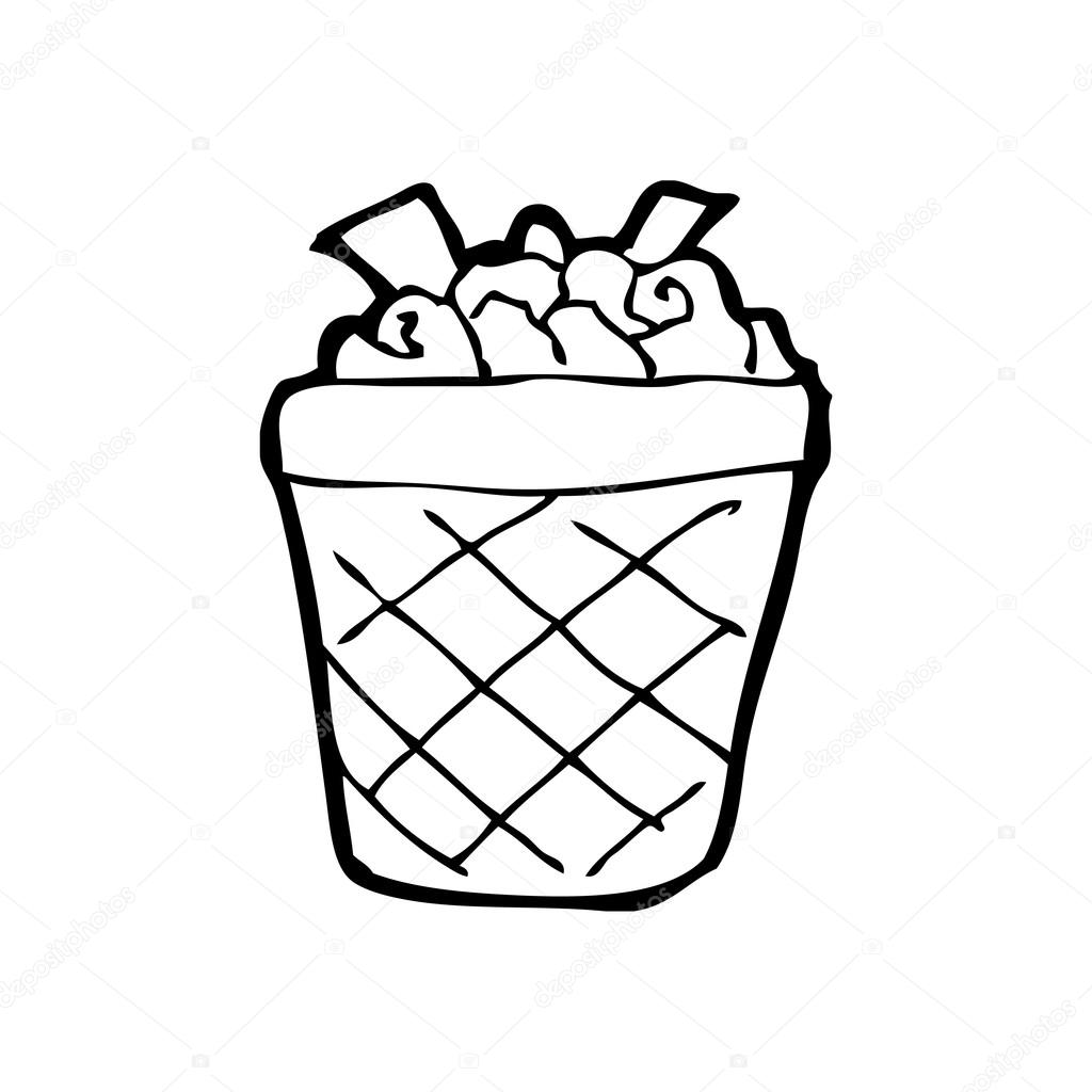 1024x1024 Full Waste Paper Bin Stock Vector Lineartestpilot