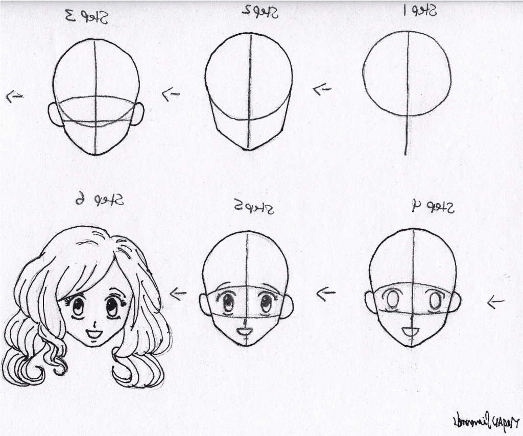 1024x854 Female Face Drawing Step By Step Anime Female Face Step By Step