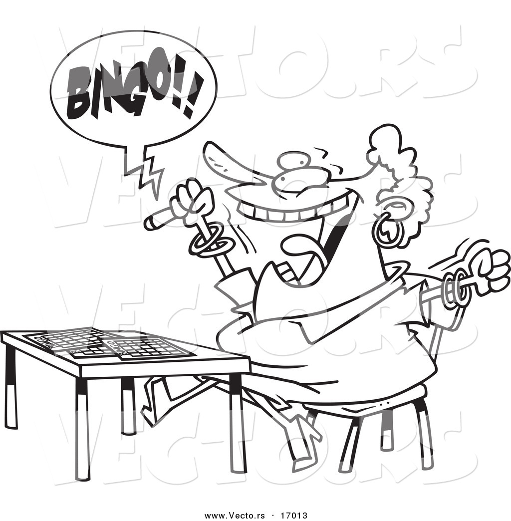 1024x1044 Vector Of A Cartoon Woman Shouting Bingo