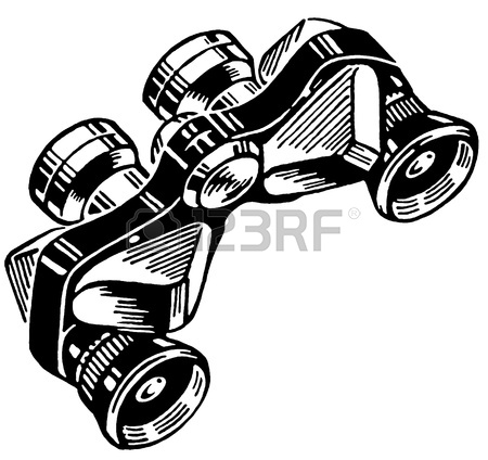 450x424 A Man With A Pair Of Binoculars Spots Something Of Interest Stock