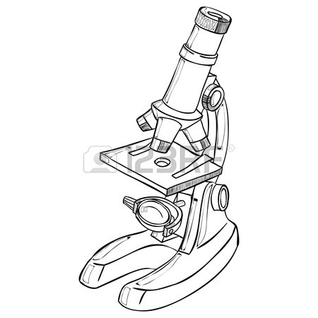 450x450 Vector Color Old Microscope. Vintage Hand Drawn Illustration