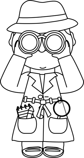 294x550 Black And White Detective With Binoculars Clip Art