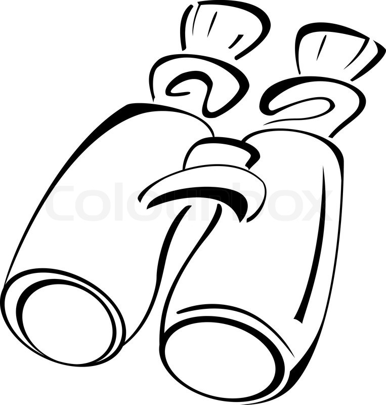 763x800 Black And White Contour Binoculars Stock Vector Colourbox