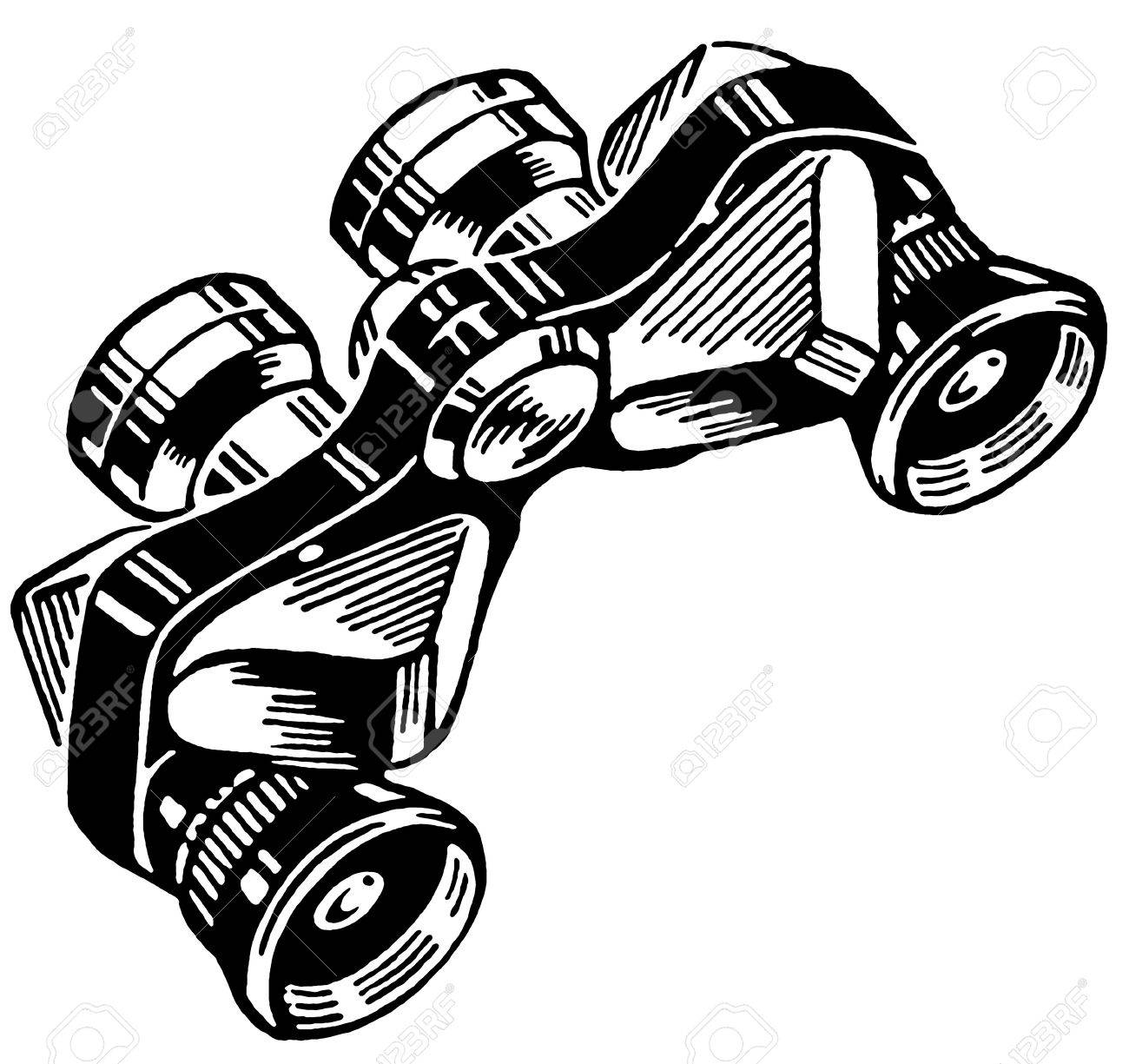 1300x1225 A Black And White Version Of A Vintage Pair Of Binoculars Stock